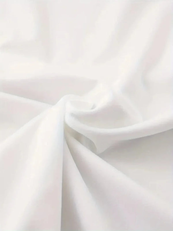 Baskılı Oversize Bisiklet Yaka T-shirt - Beyaz