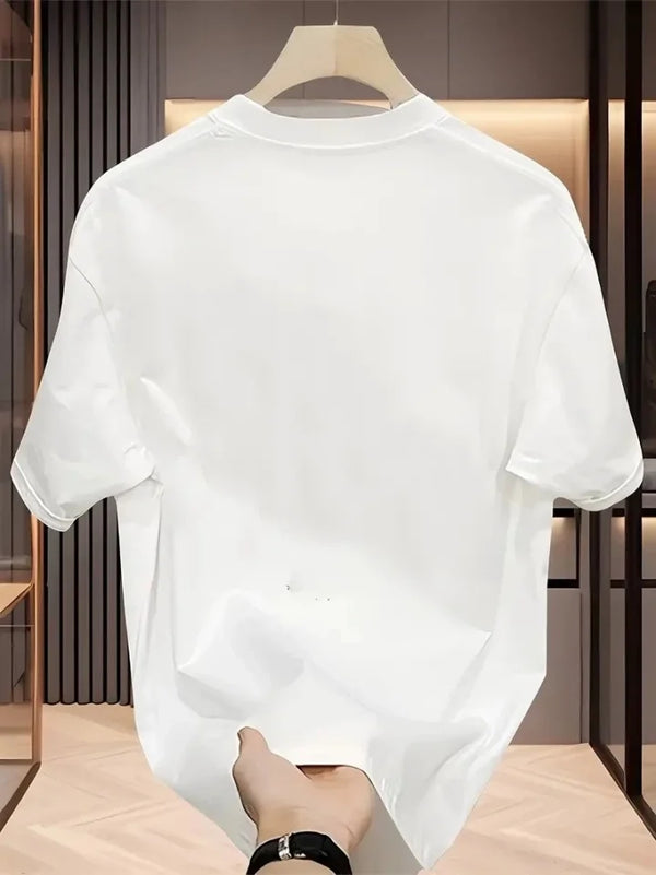 Baskılı Oversize Bisiklet Yaka T-shirt - Beyaz