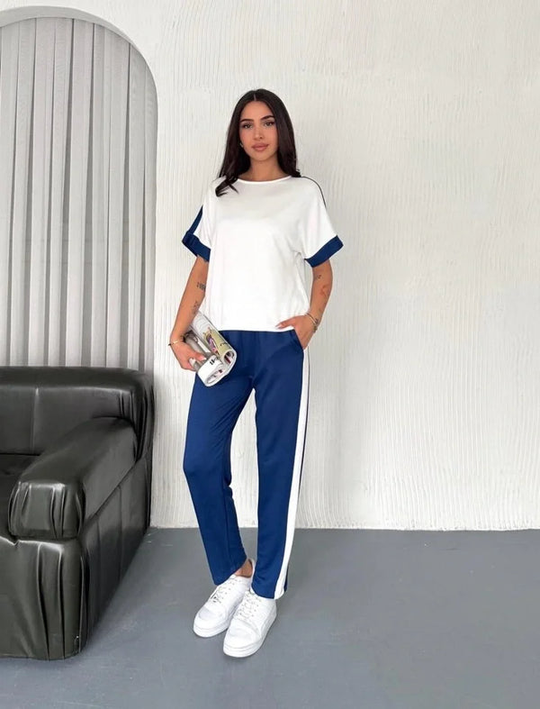 Kadın Modal Dokulu Kumaş Yanı şeritli Takım