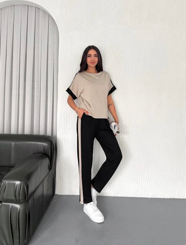 Kadın Modal Dokulu Kumaş Yanı şeritli Takım