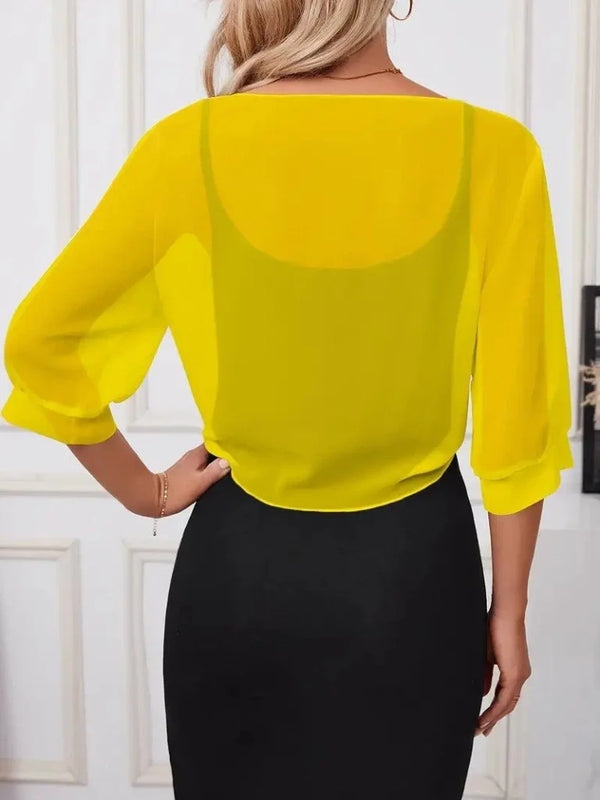 Kadın Truvakar Kollu önden Bağlamalı Kısa şifon Bolero Ceket