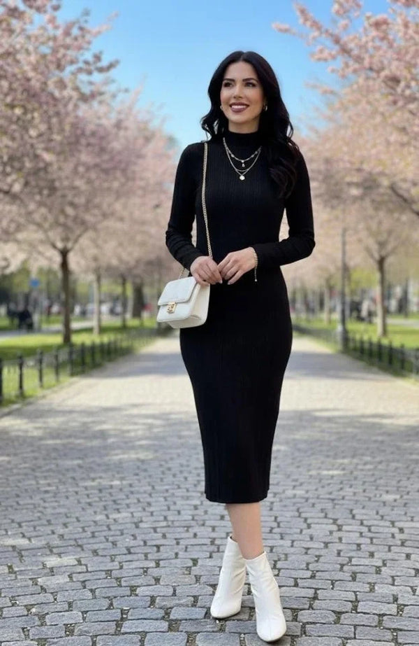 Kadın Uzun Kollu Balıkçı Yaka Triko Elbise