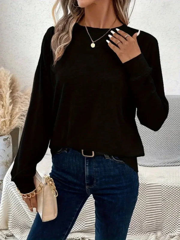 Kadın Uzun Kollu Bisiklet Yaka Viskon Bluz