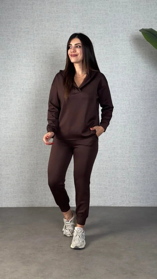 Kadın Uzun Kollu Kapüşonlu Ikili Takım