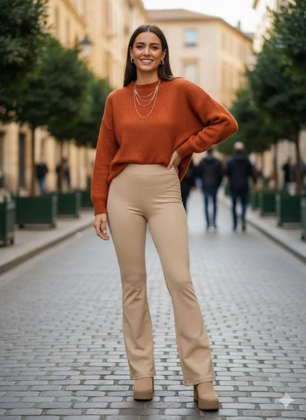 Kadın Yüksek Bel Krep Kumaş Bol Paça Pantolon