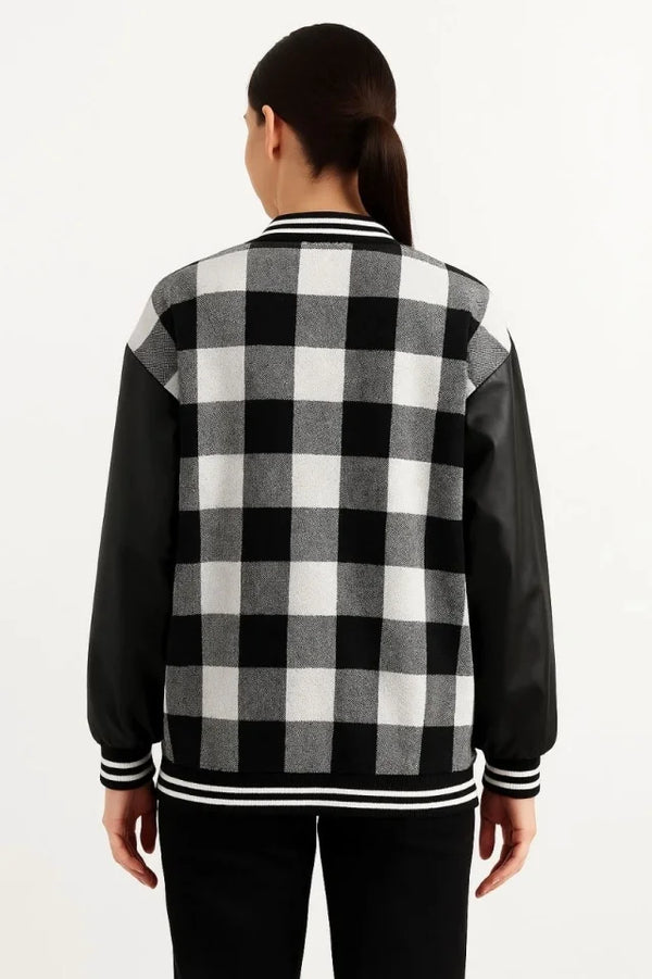 Kolları Suni Deri Içi Astarlı Oduncu Kolej Içi Ceket - Gri