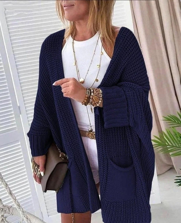 Oversize Kalıp Cepli Salaş Triko Hırka Laci